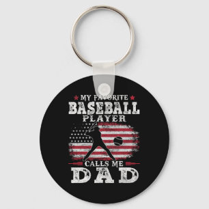 Llavero Jugador de béisbol favorito me llama papá bandera