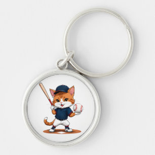 Llavero jugador de béisbol gato