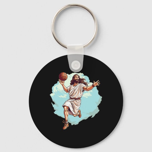 Llavero Jugador de Bysketbyll Jesus Hoops Jugando Bbyll Lo (Anverso)
