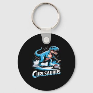 Llavero Jugador de curling sobre hielo dinosaurio t-rex di