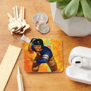 Llavero Jugador de fútbol americano deportivo vintage cuar