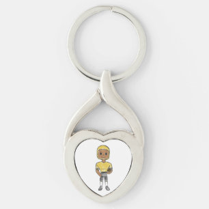 Llavero jugador de fútbol retro vintage negro amarillo sim