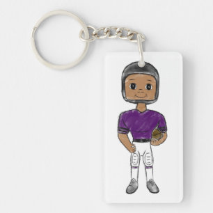 Llavero jugador de fútbol retro vintage púrpura negro simp