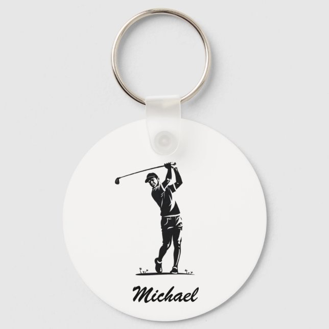 Llavero Jugador de golf de nombre personalizado Golfer Gol (Anverso)