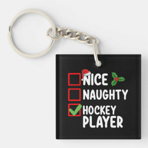 Llavero Jugador De Hockey Bueno Malo Lista De Navidad Sant