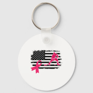 Llavero Jugador de Hockey Cinta Rosa Bandera De EE. UU. Cá