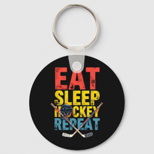 Llavero Jugador de Hockey Come Duerme Hockey Repite Vintag