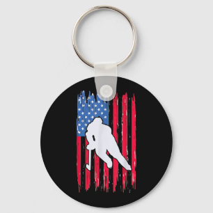Llavero Jugador de hockey con bandera americana 4 de julio