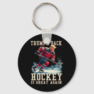Llavero Jugador de Hockey Divertido Trump Cool Vintage Hoc