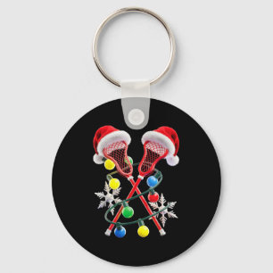 Llavero Jugador de Lacrosse Luces de Navidad Gorro de Sant
