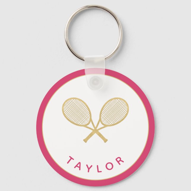 Llavero Jugador de Moda de tenis regalo Personalizado rosa (Anverso)