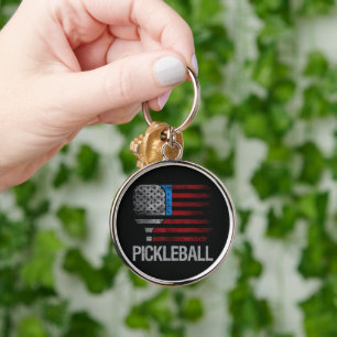 Llavero Jugador de pickleball con bandera de EE. UU. amant