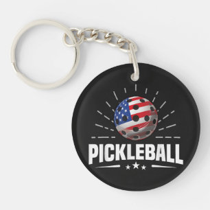 Llavero Jugador de Pickleball de la bandera estadounidense