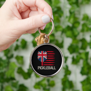 Llavero Jugador de Pickleball Paleta Bandera del Reino Uni
