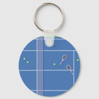 Jugador de tenis moderno en la pista de tenis azul
