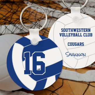 Llavero jugador de voleibol en equipo blanco azul