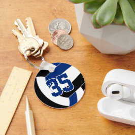 Llavero jugador de voleibol en equipo negro azul