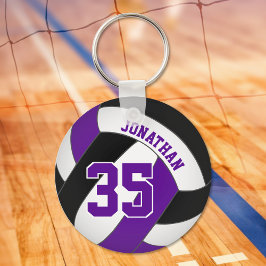 Llavero jugador de voleibol morado negro nombre número jer