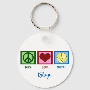 Llavero Jugadora de Softball Personalizada Paz Amor