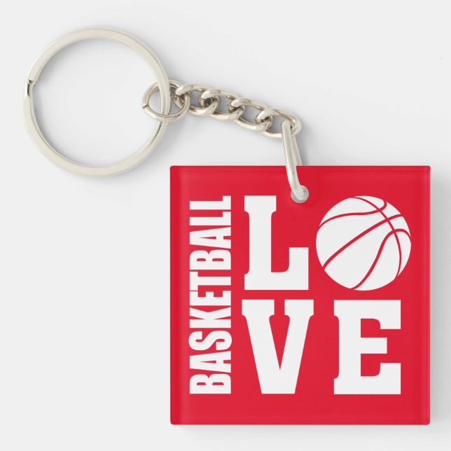 Llavero Jugadores de baloncesto, rojo, BASKETBALL LOVE Key (Frente)