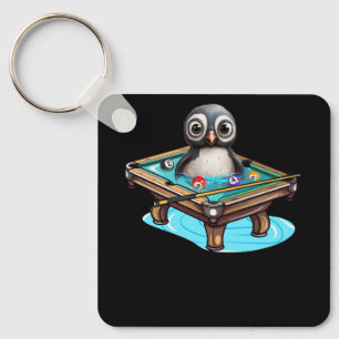 Llavero Jugando al billar de billar Penguin Hustler