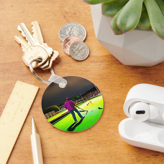 Llavero Jugando bolos de césped brillante, anillo de clave (Escritorio )