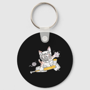 Llavero Jugando Hockey de Gato Cute GOALIE Kitten