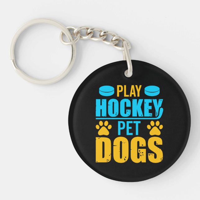Llavero Jugar a los perros Mascotas de hockey (Frente)