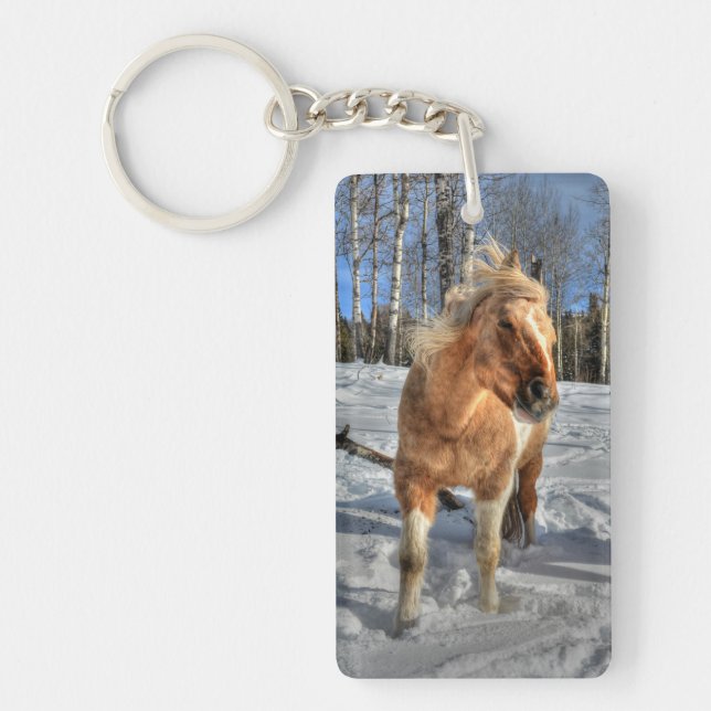 Llavero Jugoso caballo de Palomino Pinto y Nieve (Frente)