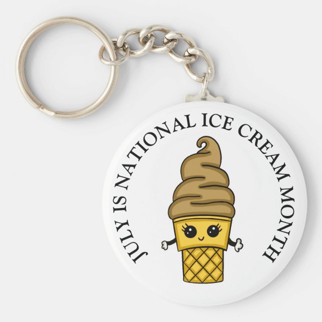 Llavero Julio es el botón nacional del mes del helado (Frente)