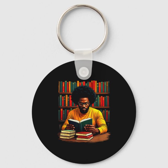 Llavero Juneteenth Black Man Reading Books  (Anverso)