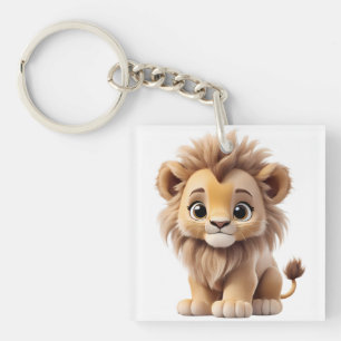 Llavero Jungle Adorable Lion Cub Sitting Portrait