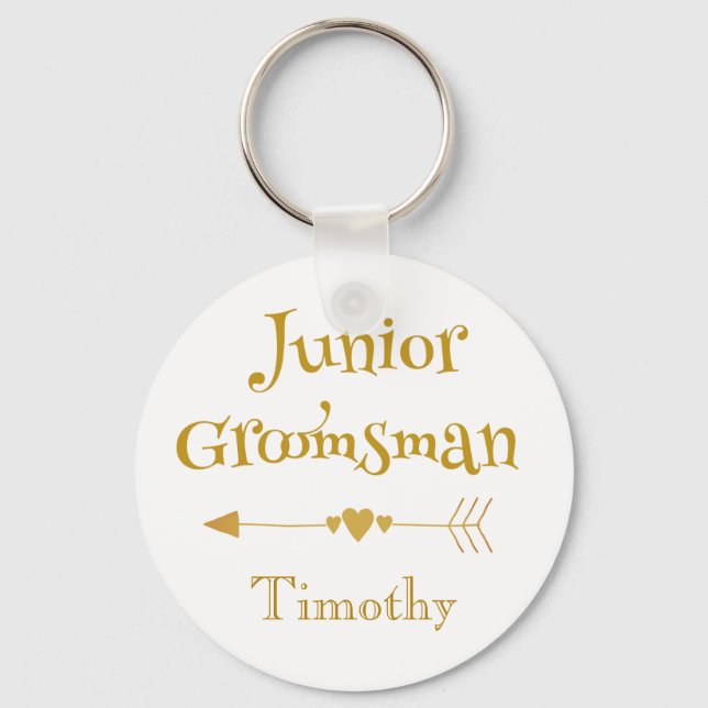 Llavero Junior Groomsman Golden and White (Anverso)