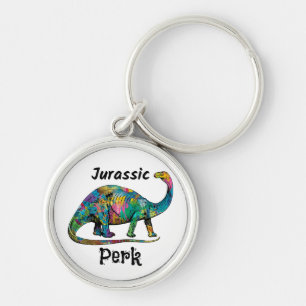 Llavero Jurassic Perk Dinosaur Colorido Blanco