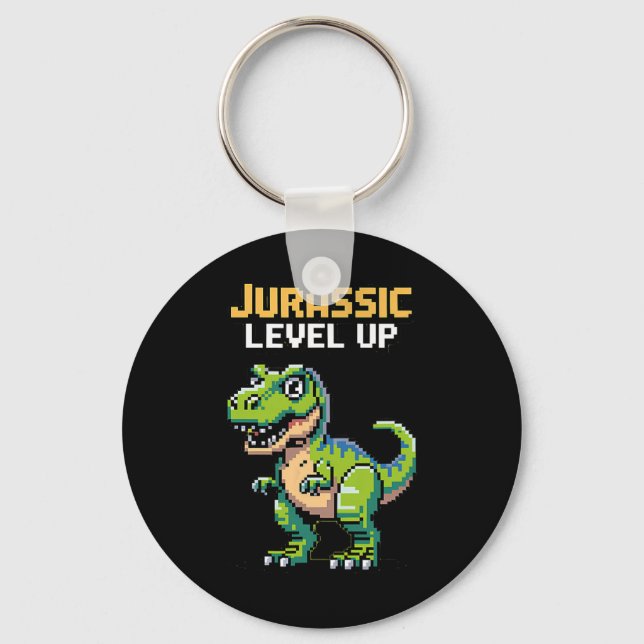 Llavero Juric Level Up Pixel Dinosaur Retro Gamer  (Anverso)