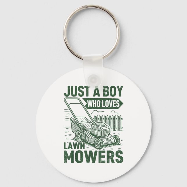 Llavero Just A Boy Who Loves Lawn Mowers Lawn Garden  (Anverso)