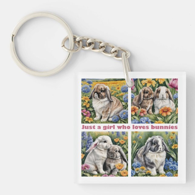 Llavero Just a girl who loves bunnies (Frente)