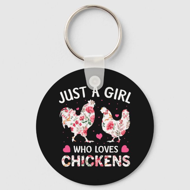 Llavero Just a Girl Who Loves Chickens Cute Chicken Flower (Anverso)