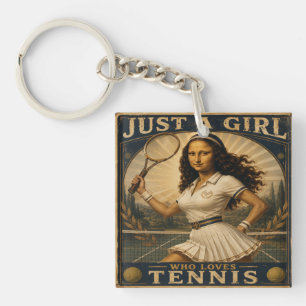 Llavero Just A Girl Who Loves Tennis Funny Mona Lisa