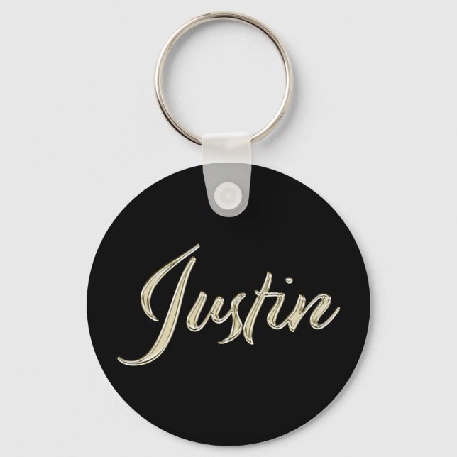 Llavero Justin Name whitegold Button Schlüsselanhänger (Anverso)