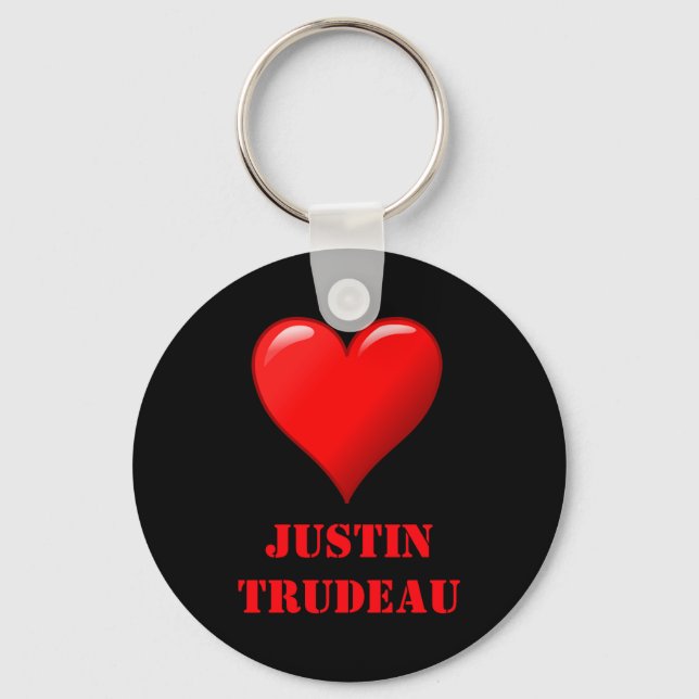 Llavero Justin Trudeau Cute Red Heart Love Red White Cool  (Anverso)