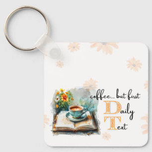 Llavero JW Keychain "café... pero primero, texto diario"