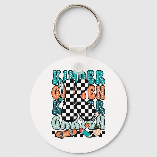 Llavero K Kindergarten Teacher Checkered Back To School Ki (Anverso)