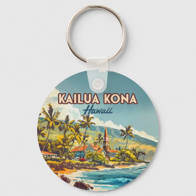 Llavero Kailua Kona Hawaii Big Island Beach Vintage (Anverso)