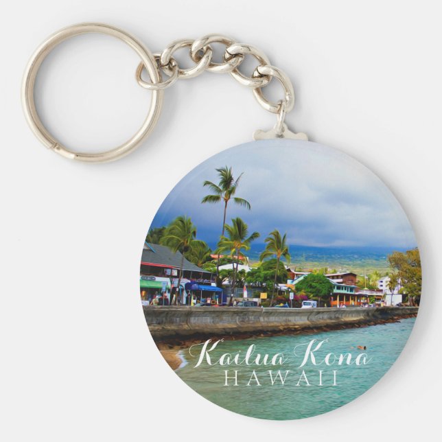 Llavero Kailua Kona Pier Hawaii pintura al óleo arte digit (Frente)