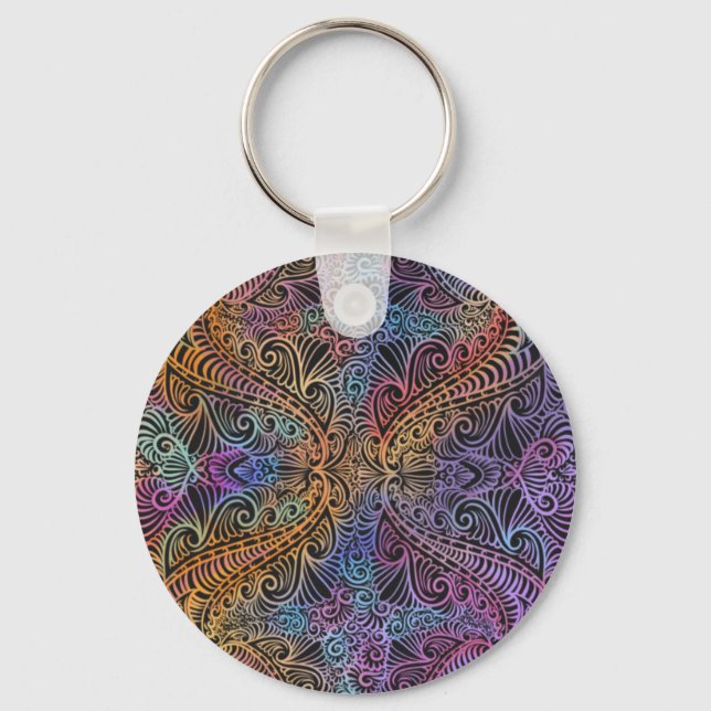 Llavero Kaleidoscope arcoiris Mandala (Anverso)