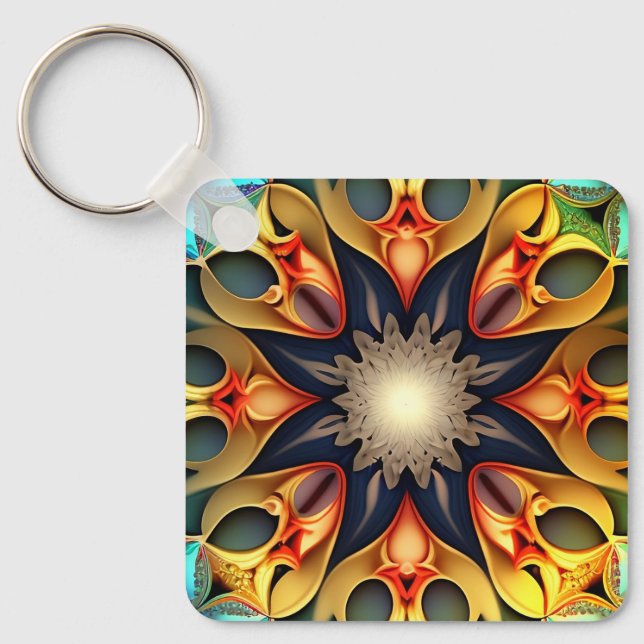 Llavero Kaleidoscope Mandala Flower Design-23091 (Anverso)