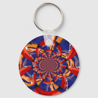 Llavero kaleidoscopo mano jugando teclado rojo naranja azu