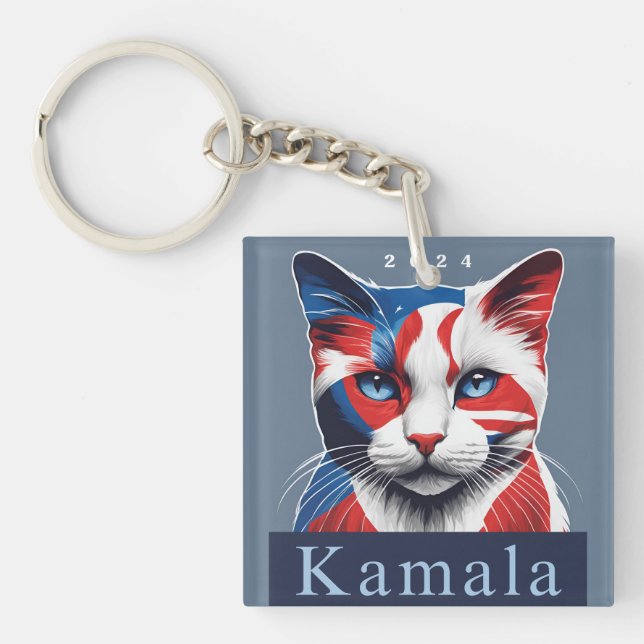 Llavero Kamala Cat 2024 Demócrata en las elecciones de Est (Frente)