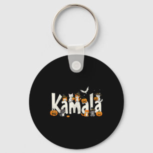 Llavero Kamala Halloween Cat Pumpkin Gorra de brujas Lover